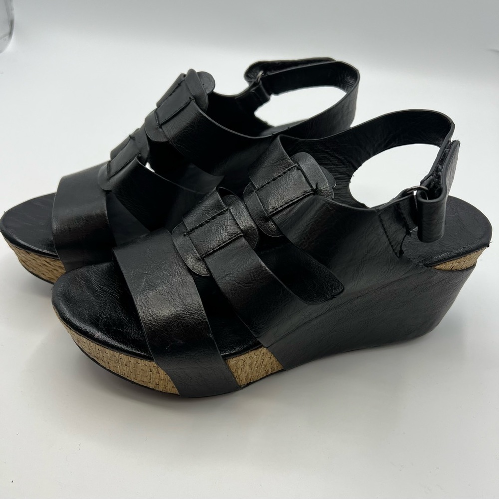 Pierre Dumas women’s black wedges Natty Black Size 6 comfort casual summer - Picture 5 of 11